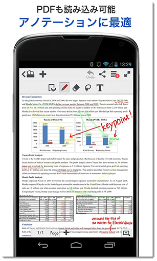 Android用PDF編集アプリ　MetaMoJi Note Lite