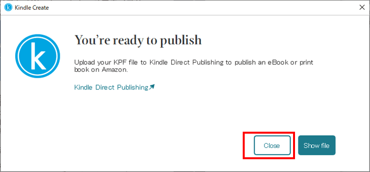 Kindle Createを閉じる