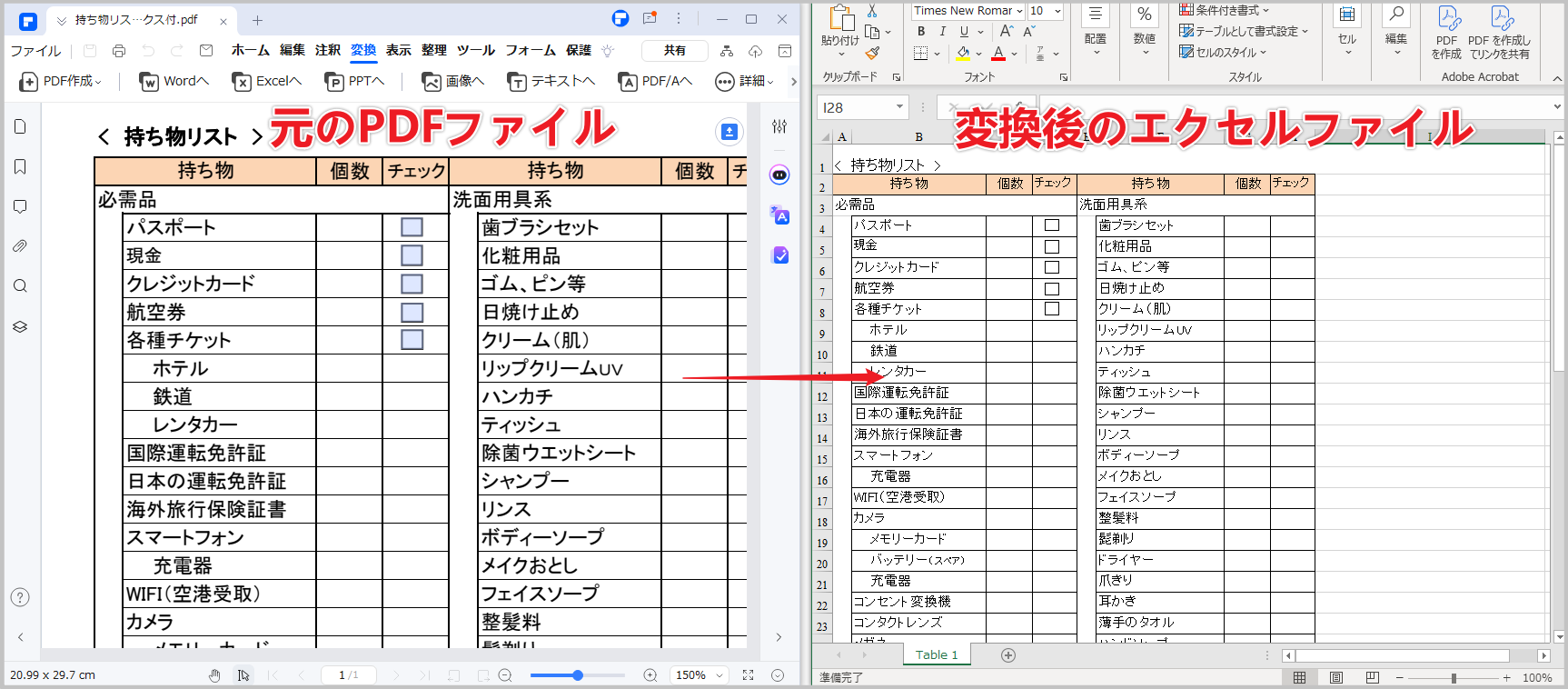 PDFをエクセルに変換する効果を検証する