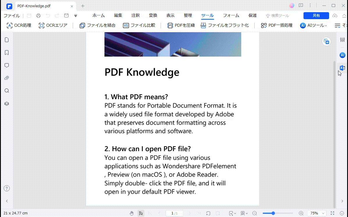  PDF エレメント　翻訳