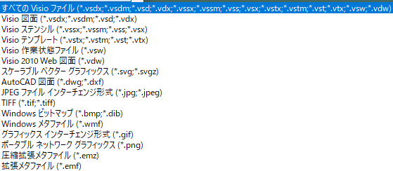 Visioで開けるファイル形式