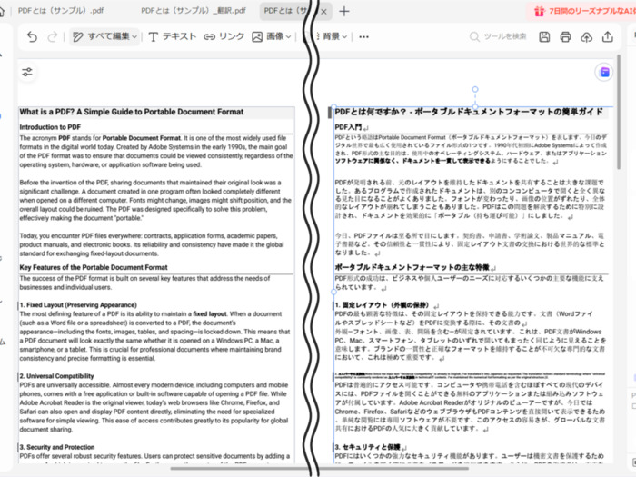 pdf翻訳前後の比較