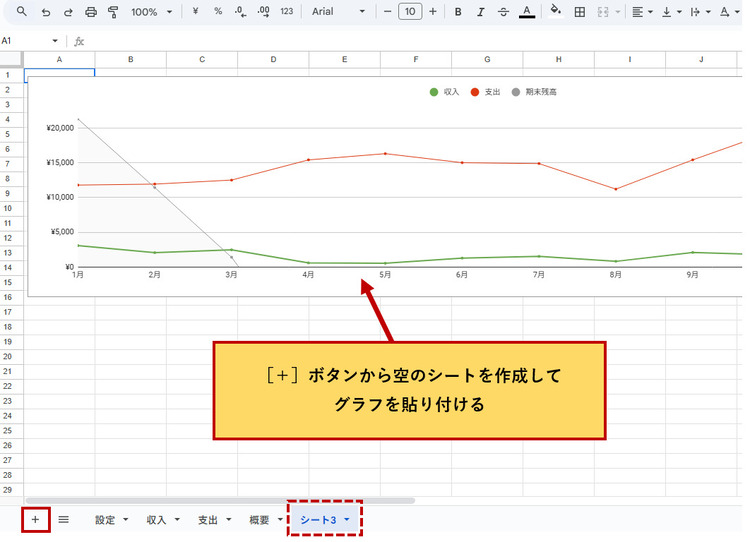 pdf化したいGoogleスプレッドシートのグラフをコピペする