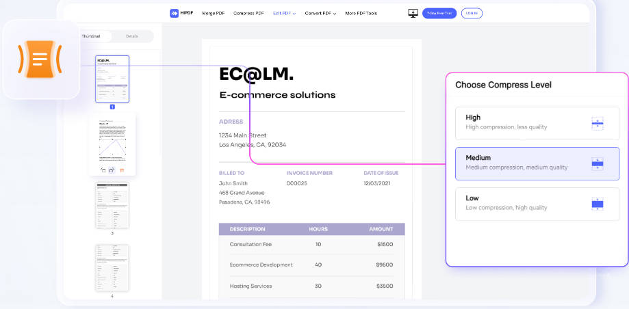 オススメのPDF圧縮オンラインツールHiPDF