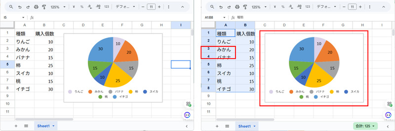 エクセルにしたいGoogleスプレッドシートの内容を選択
