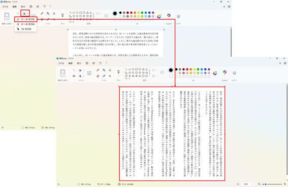 ペイントでPDFを回転・反転させる
