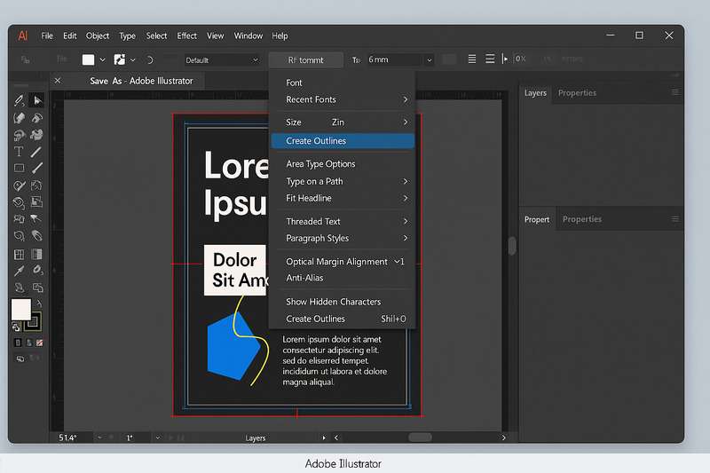 印刷会社の指定に従ってアウトライン処理