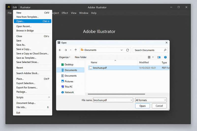 Adobe IllustratorでPDFからAIに変換する方法