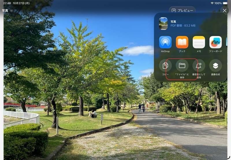 写真から変換されたPDFをファイルに保存