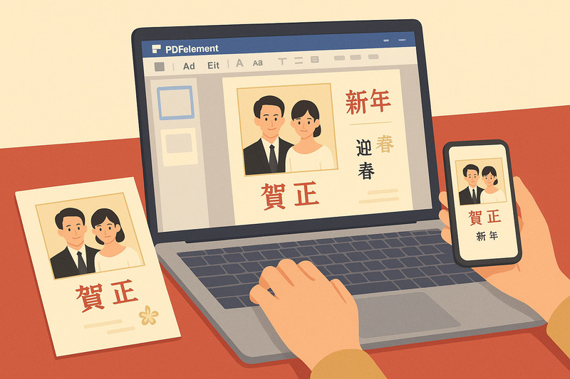PDFelement を使った結婚報告年賀状の作り方