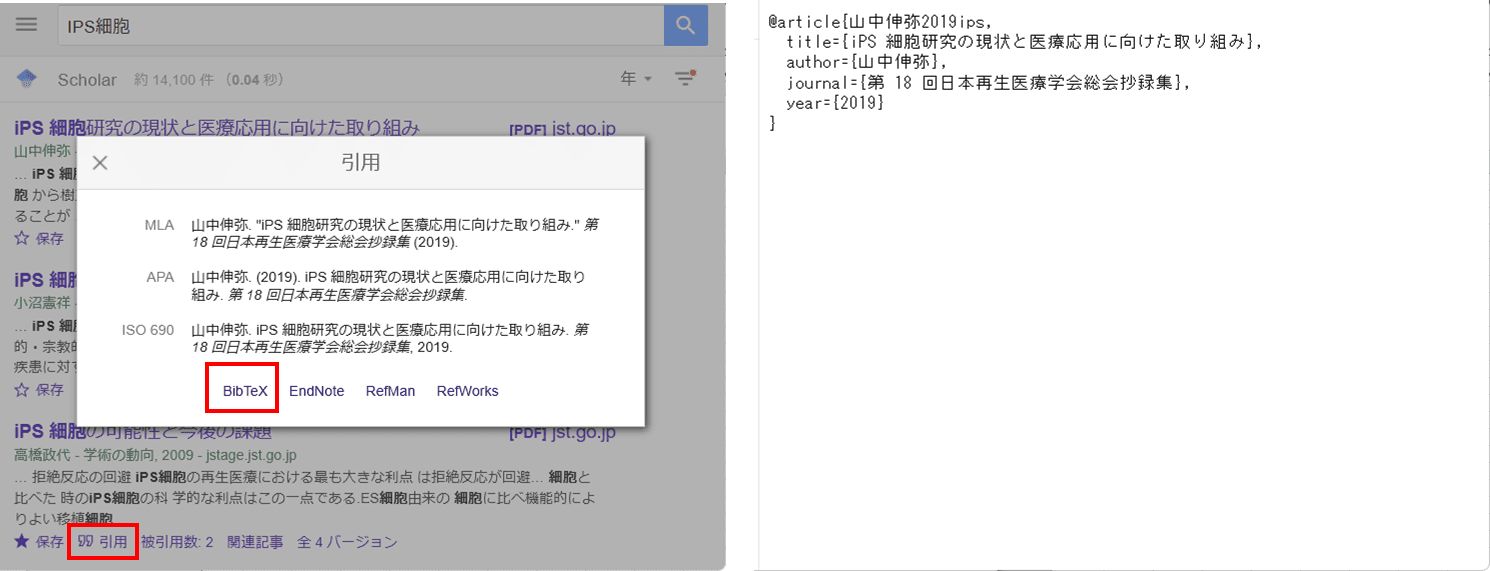 Google Scholar　引用スタイルの活用