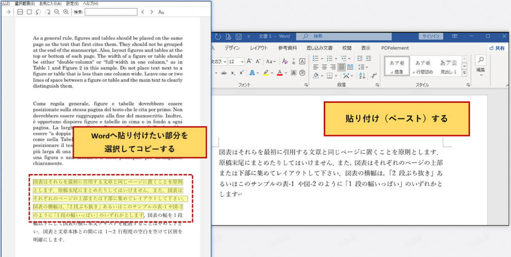 pdfの一部をWordにする