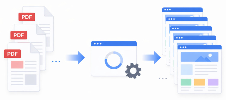 大量のPDFファイルを一括でhtmlに変換