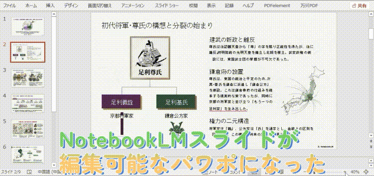 パワポでNotebookLMのスライドを編集