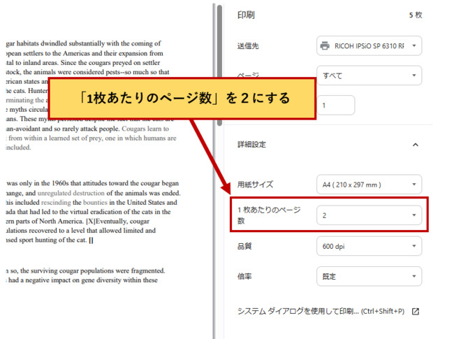 PDFページをまとめて印刷する設定