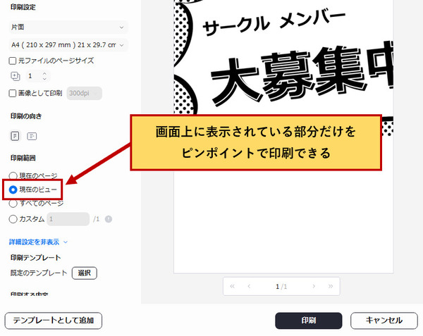 PDFの一部だけを拡大して印刷する