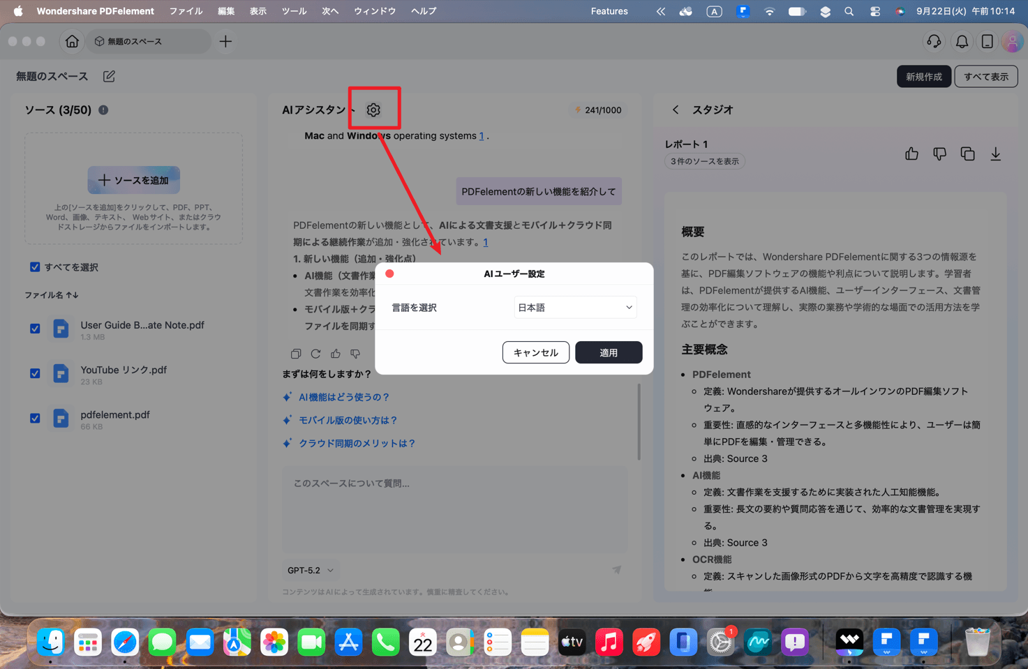 回答言語を設定