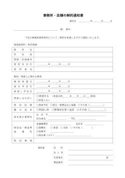 事務所・店舗の解約通知書