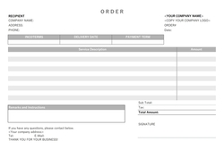 英語の発注書テンプレート