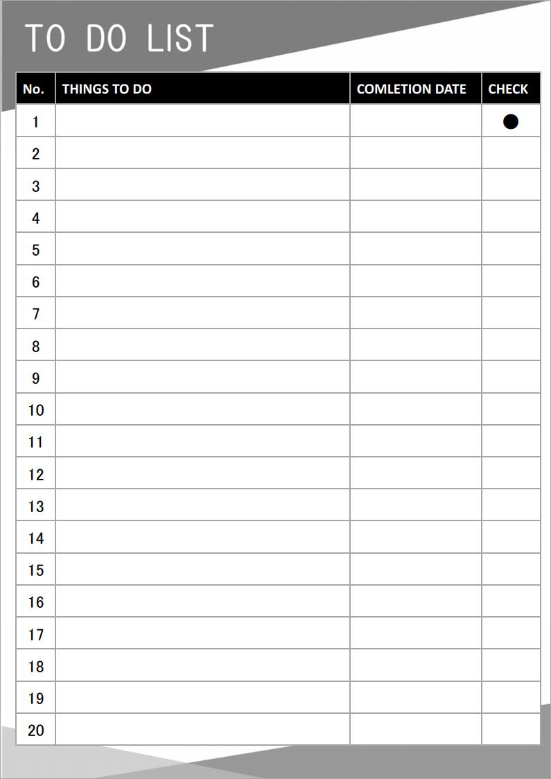 無料pdfテンプレート To Doリストテンプレート